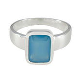Blue Chalcedony Solitaire Egyptian 92.5 Silver Blue Gemstone Slim Trendy Ring Jewelry