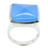 Blue Chalcedony Solitaire Egyptian Sterling Silver Blue Gemstones Chunky Signet Ring Jewellery