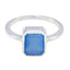 Blue Chalcedony Solitaire American 925 Sterling Silver Blue Gems Whisper thin Sophisticated Ring Jewelry