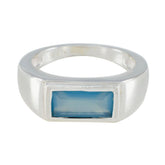 Blue Chalcedony Solitaire Moroccan Sterling Silver Blue Gems Tiny Trendy Ring Jewelry