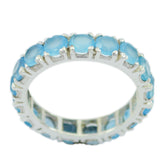 Blue Chalcedony multiple Korean Sterling Silver Blue Gems Dainty Eternity Band Jewelry