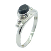 Black Onyx Solitaire Japanese Sterling Silver Black Gemstones Delicate Graceful Ring Jewellery
