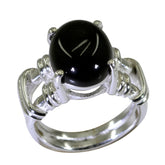 Black Onyx Solitaire Middle Eastern Silver Black Gems Eye catching Rope Wire Ring Jewellery