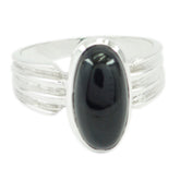 Black Onyx Solitaire German 925 Sterling Silver Black Gems Eye catching Heritage Ring Jewelry
