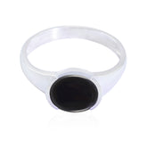 Black Onyx Solitaire Japanese 92.5 Silver Black Gems Dainty Trendy Ring Jewellery