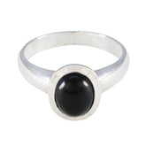 Black Onyx Solitaire Russian 92.5 Silver Black Gemstones Classic Fairytale Ring Jewellery
