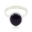 Black Onyx Solitaire Korean Sterling Silver Black Gems Whisper thin Trendy Ring Jewelry