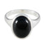 Black Onyx Solitaire French 925 Silver Black Gemstones Minimal Trendy Ring Jewellery