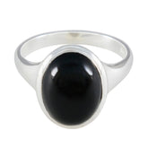 Black Onyx Solitaire French 925 Silver Black Gemstones Minimal Trendy Ring Jewellery
