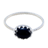 Black Onyx Solitaire American 925 Silver Black Gemstones Elegant Twist Ring Jewelry