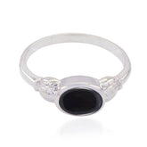 Black Onyx Solitaire Japanese Silver Black Gemstones Whisper thin Contemporary Ring Jewelry