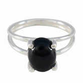 Black Onyx Solitaire American 925 Silver Black Gemstone Whisper thin Abstract Ring Jewelry