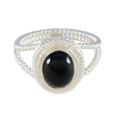 Black Onyx Solitaire Latin American 92.5 Silver Black Gemstone Classic Rope Wire Ring Jewelry