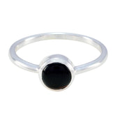 Black Onyx Solitaire Japanese 925 Silver Black Gemstone Dainty Feminine Ring Jewelry