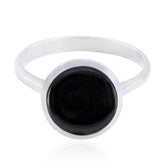 Black Onyx Solitaire Moroccan Silver Black Gemstone Tiny Glamorous Ring Jewellery