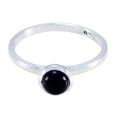 Black Onyx Solitaire Japanese Sterling Silver Black Gemstones Delicate Luxurious Ring Jewelry