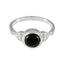 Black Onyx Solitaire Korean Sterling Silver Black Gemstones Dainty Feminine Ring Jewellery