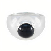 Black Onyx Solitaire Indian Sterling Silver Black Gemstone Eye catching Trendy Ring Jewelry