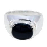 Black Onyx Solitaire German 925 Sterling Silver Black Gemstones Eye catching Abstract Ring Jewelry