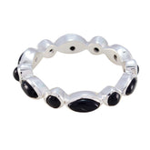 Black Onyx multiple Korean Silver Black Gemstones Dainty Eternity Band Jewelry