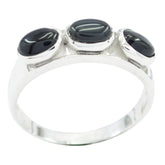 Black Onyx Trilogy American 925 Sterling Silver Black Gemstones Dainty Boho Ring Jewellery
