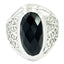 Black Onyx Solitaire Australian 92.5 Silver Black Gems Mid weight Filigree Ring Jewelry