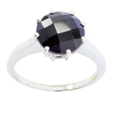Black Onyx Solitaire Japanese 92.5 Silver Black Gems Whisper thin Graceful Ring Jewelry