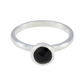 Black Onyx Solitaire Japanese Sterling Silver Black Gems Dainty Contemporary Ring Jewellery