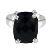 Black Onyx Solitaire Moroccan Sterling Silver Black Gemstones Classic Contemporary Ring Jewellery