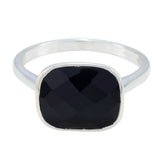 Black Onyx Solitaire Indian Silver Black Gemstone Tiny Artisan Ring Jewellery