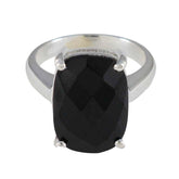 Black Onyx Solitaire French 92.5 Silver Black Gems Minimal Cultural Ring Jewelry