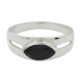 Black Onyx Solitaire Russian Sterling Silver Black Gemstone Slim Modern Ring Jewelry