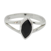 Black Onyx Solitaire Korean 925 Silver Black Gemstones Dainty Geometric Ring Jewellery