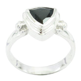 Black Onyx Solitaire Mexican Sterling Silver Black Gems Slim Traditional Ring Jewellery
