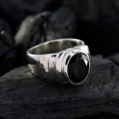 Black Onyx Solitaire German Silver Black Gems Eye catching Love Ring Jewellery