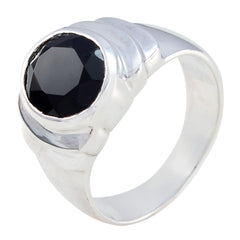 Black Onyx Solitaire German Silver Black Gems Eye catching Love Ring Jewellery