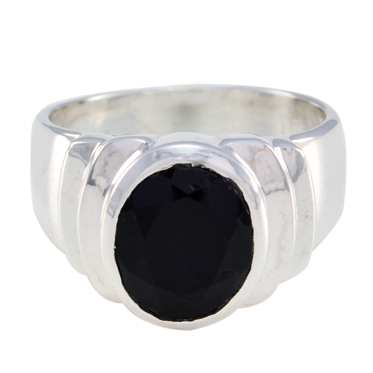 Black Onyx Solitaire German Silver Black Gems Eye catching Love Ring Jewellery