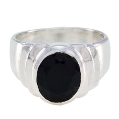 Black Onyx Solitaire German Silver Black Gems Eye catching Love Ring Jewellery