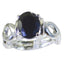 Black Onyx Solitaire Italian 925 Silver Black Gems Eye catching Rope Wire Ring Jewelry