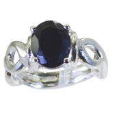 Black Onyx Solitaire Italian 925 Silver Black Gems Eye catching Rope Wire Ring Jewelry