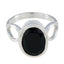 Black Onyx Solitaire French 92.5 Silver Black Gemstones Minimal Contemporary Ring Jewelry
