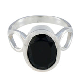Black Onyx Solitaire French 92.5 Silver Black Gemstones Minimal Contemporary Ring Jewelry