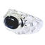 Black Onyx Solitaire French 925 Silver Black Gemstones Edgy Traditional Ring Jewelry