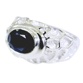 Black Onyx Solitaire French 925 Silver Black Gemstones Edgy Traditional Ring Jewelry