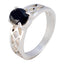 Black Onyx Solitaire Latin American 925 Sterling Silver Black Gemstone Featherlight Rope Wire Ring Jewelry