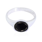 Black Onyx Solitaire Turkish 925 Sterling Silver Black Gemstone Dainty Modern Ring Jewelry