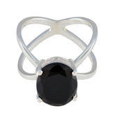 Black Onyx Solitaire Russian 925 Sterling Silver Black Gemstones Tiny Traditional Ring Jewelry