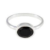 Black Onyx Solitaire American 925 Silver Black Gemstones Dainty Trendy Ring Jewelry