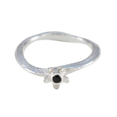 Black Onyx Solitaire American 92.5 Silver Black Gemstones Dainty Feminine Ring Jewellery