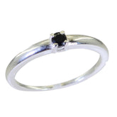 Black Onyx Solitaire American 925 Sterling Silver Black Gems Elegant Feminine Ring Jewellery
